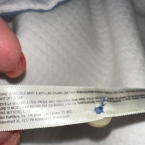 Anthropologie White Floral Embroidered Jacket with Blue Trim - Picture 10 of 11